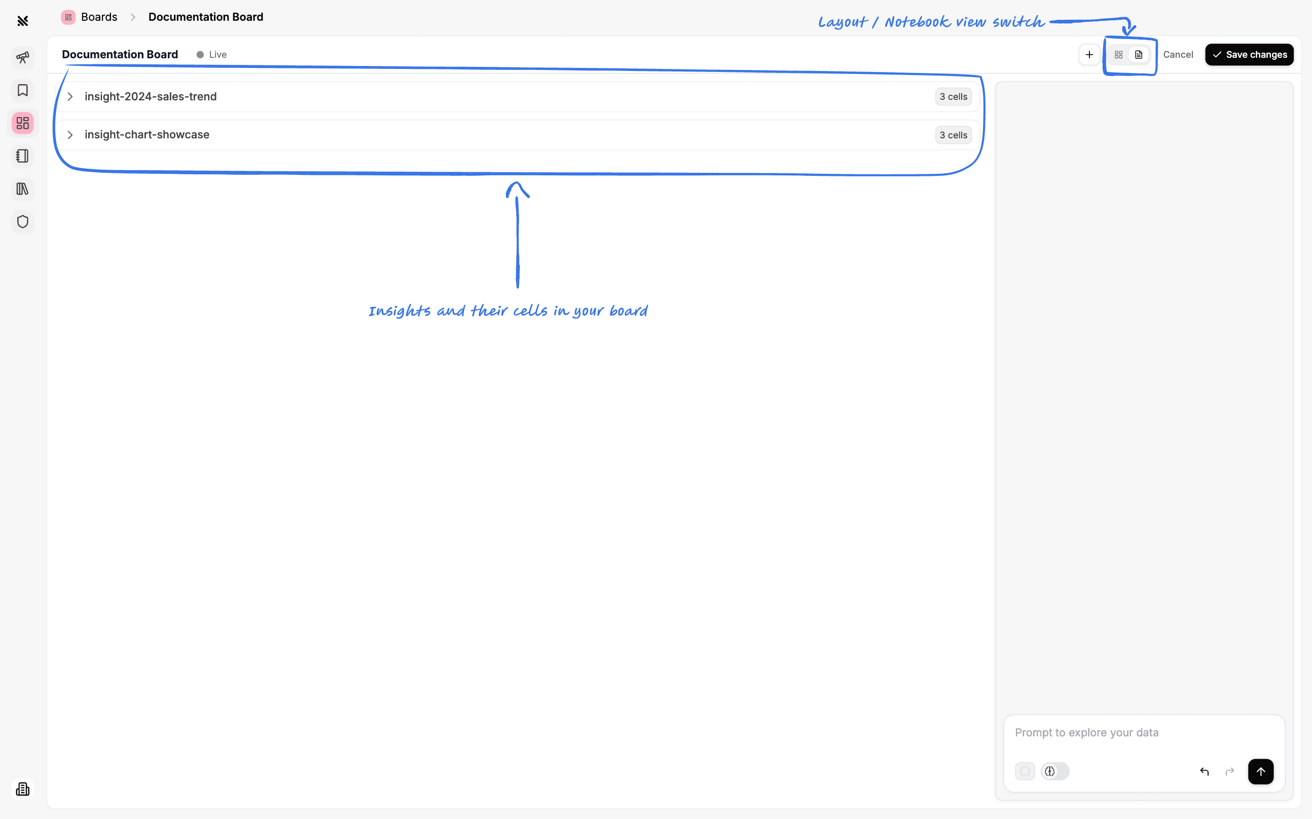 Querio Explore Interface