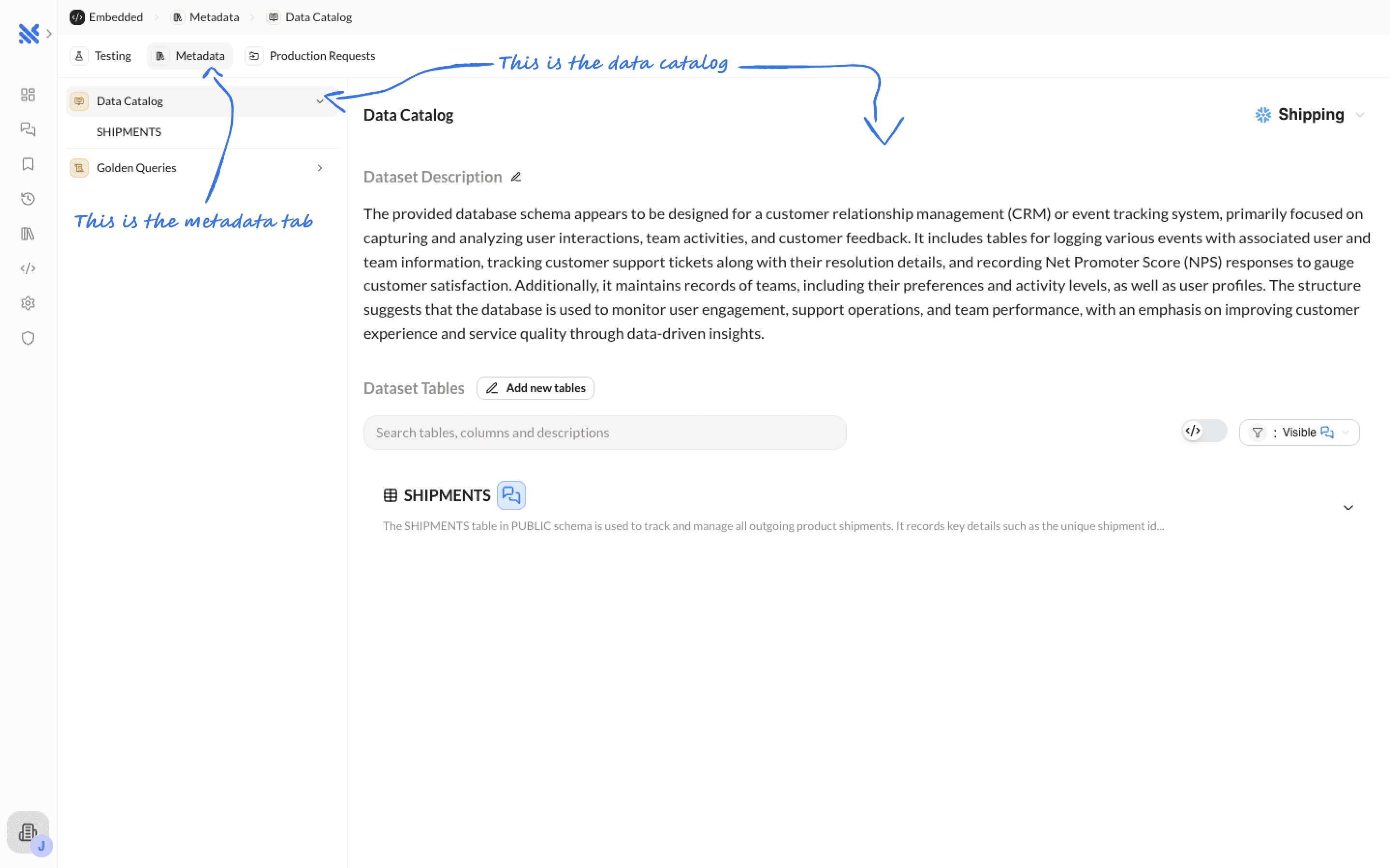 Querio Control Center Interface