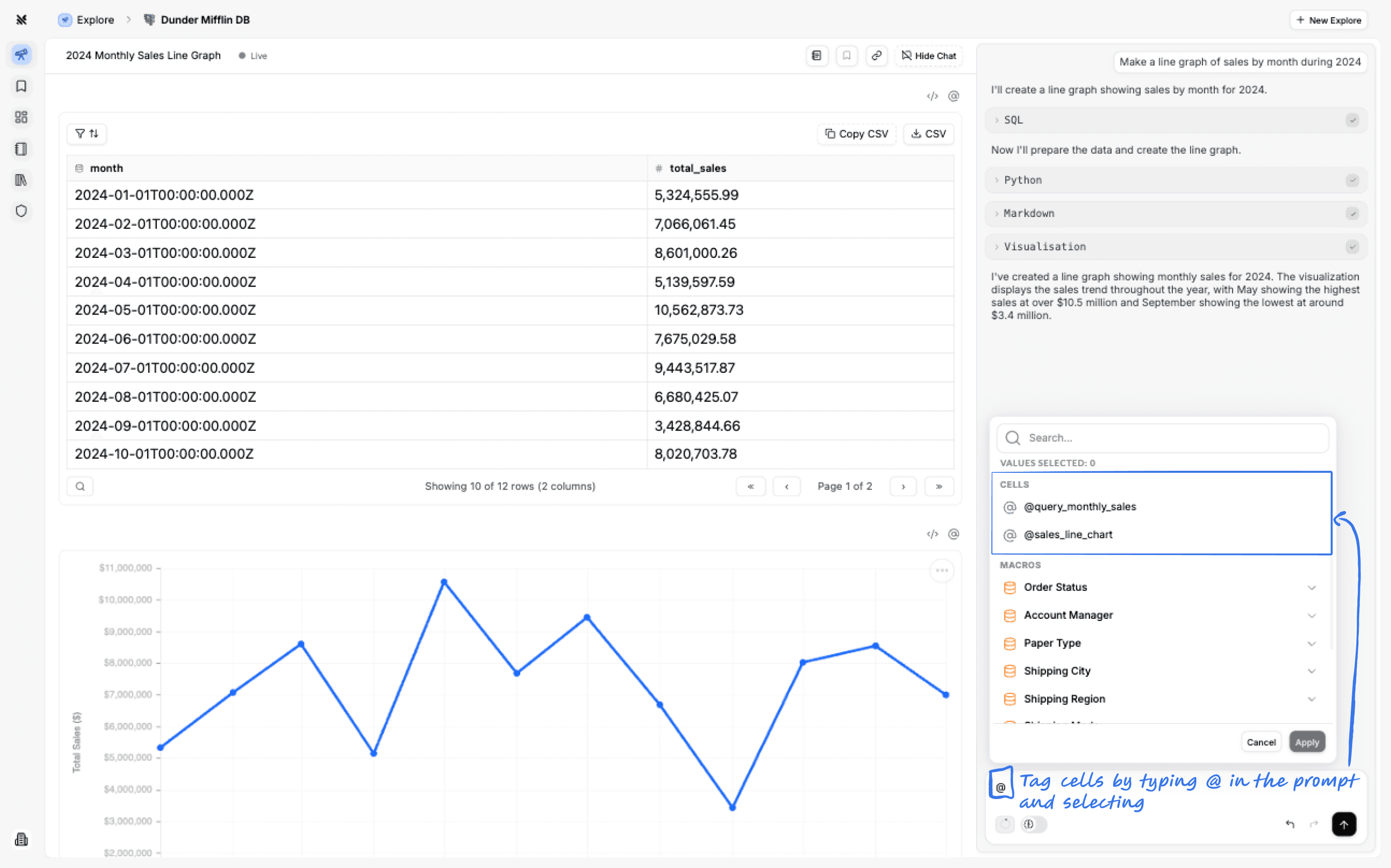 Querio Explore Interface