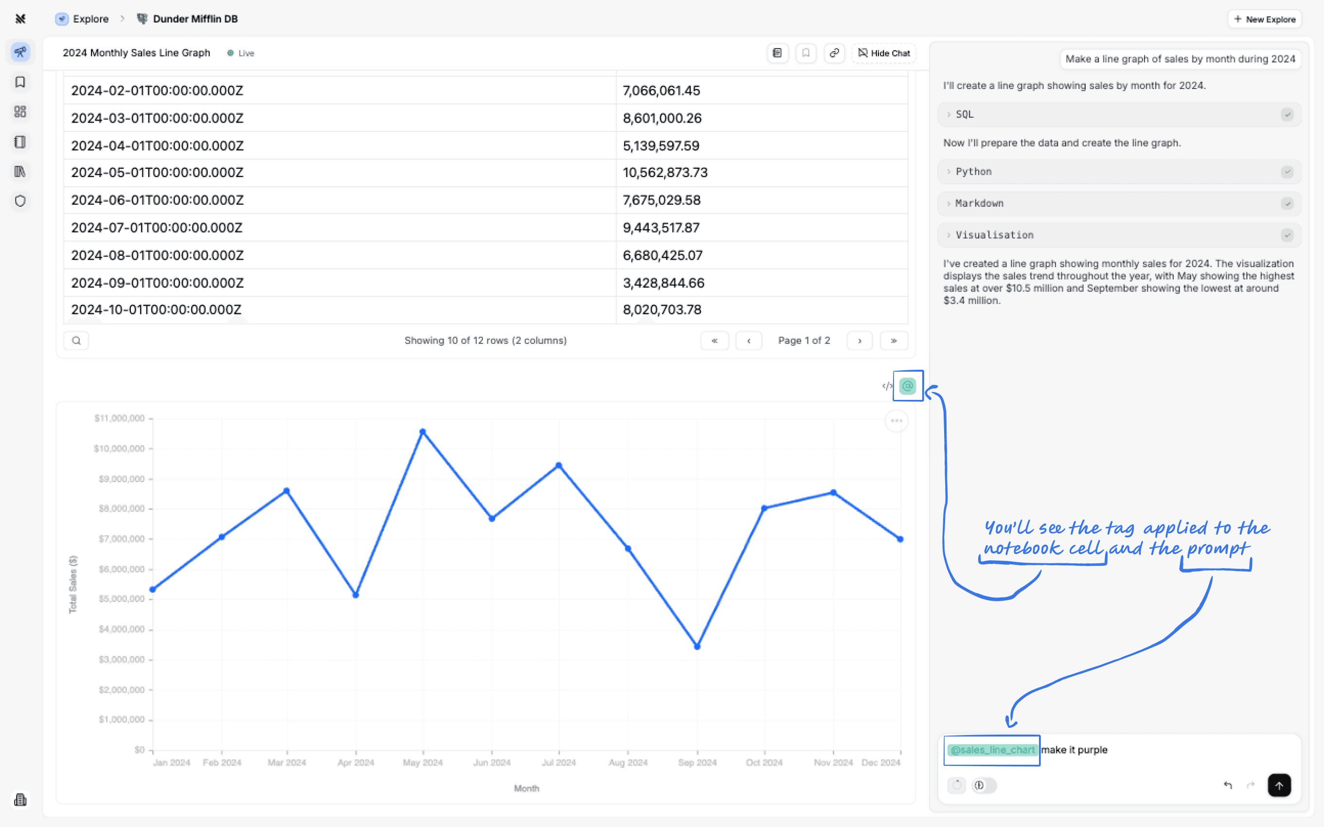 Querio Explore Interface
