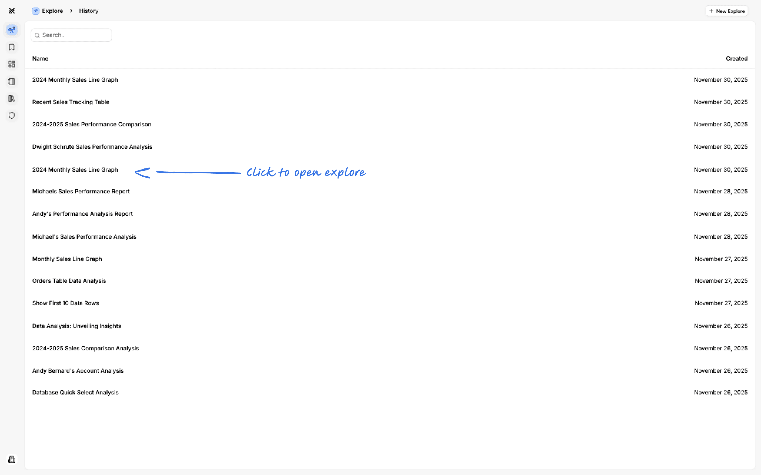 Querio History Interface