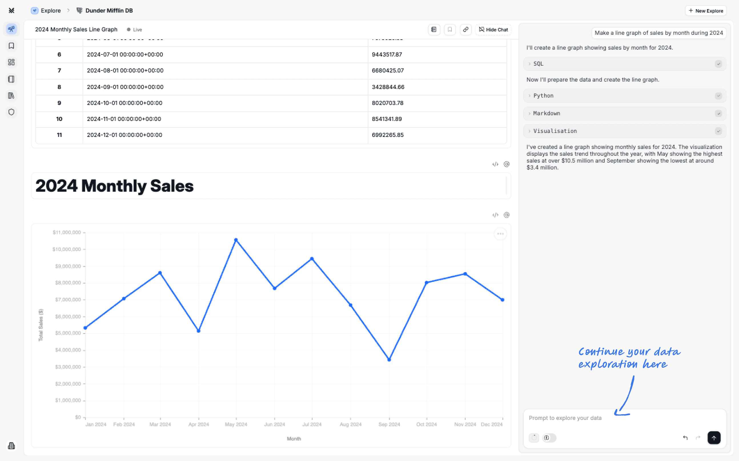 Querio History Interface