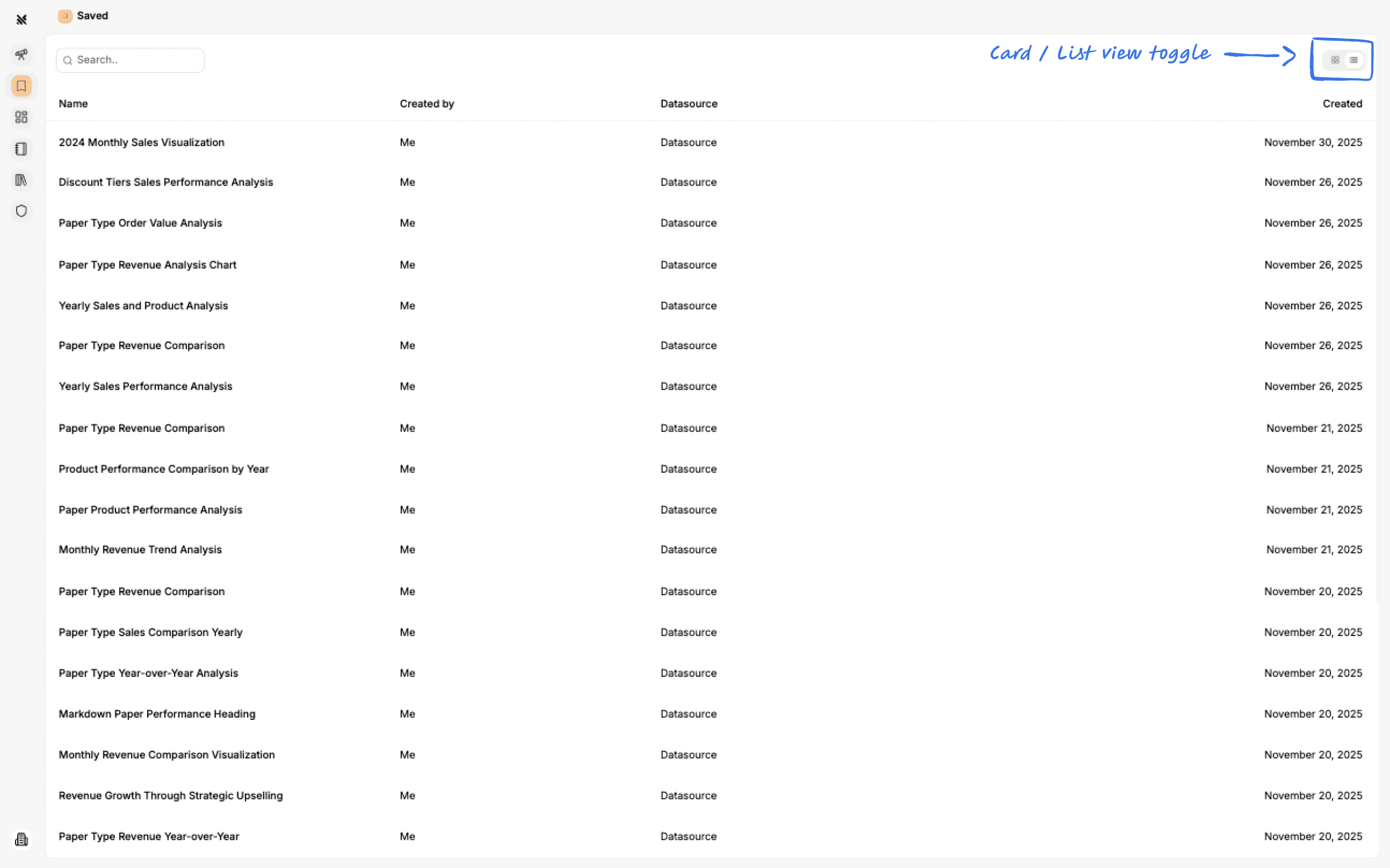 Querio Explore Interface